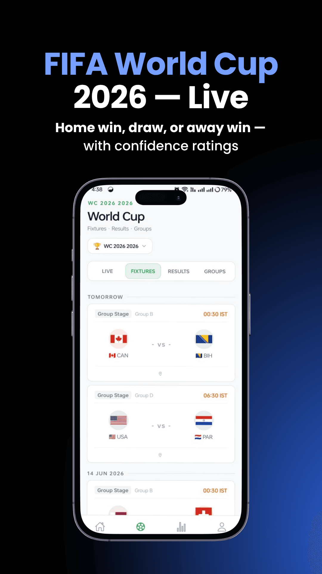 PredictX World Cup Live app screen